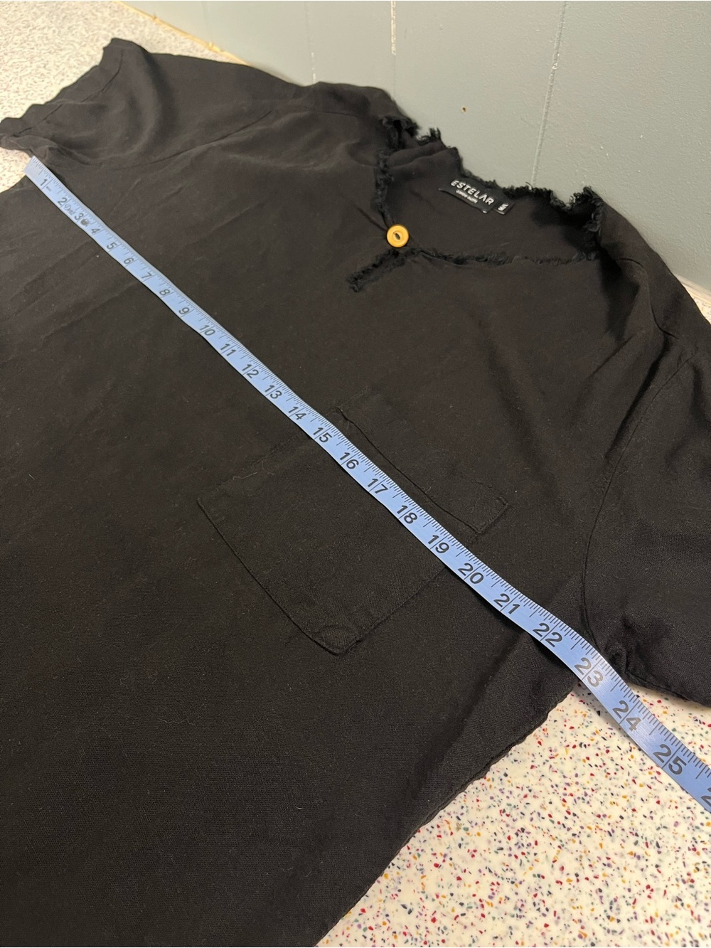 Estelar Caribe Men’s Linen T-Shirt Black Relaxed Fit Casual Size M/L View 4